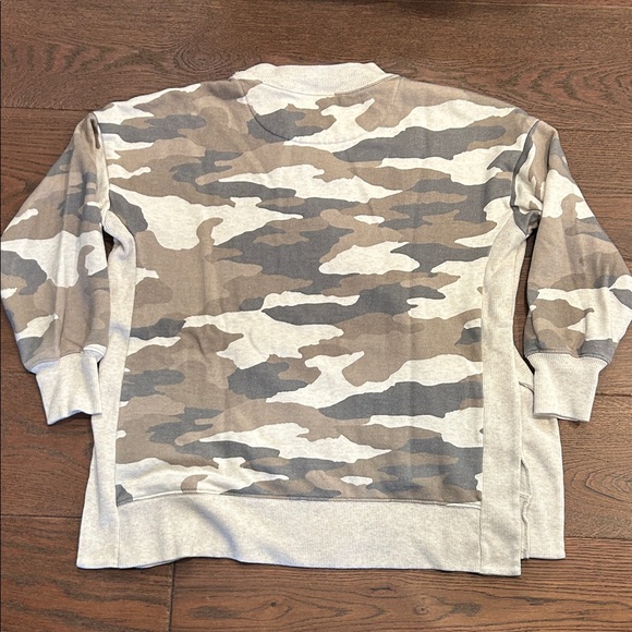 Aerie Cream, Gray and Brown Camouflage Crewneck Sweatshirt - Picture 9 of 12